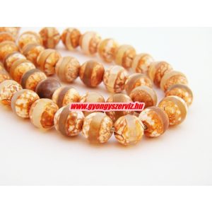 Csiszolt achát ásványgyöngy. 8mm. Terrakotta. 1 szál.