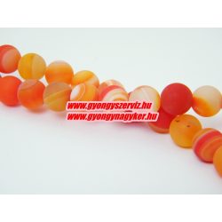Matt narancs sávos achát ásványgyöngy. 10mm.  1 szál.