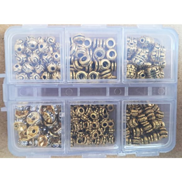 DIY. 200 darabos alkatrész mix. Antik arany szín.
