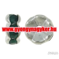   100db. Fémgyöngy. Köztes gyöngy. Rondell. Smaragd. 7x3mm. 