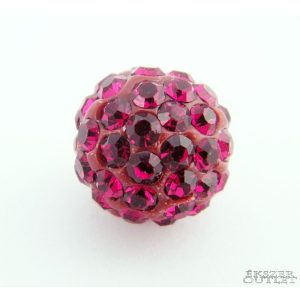 Shamballa gyöngy. 10 mm. Sötétpiros.   10db.