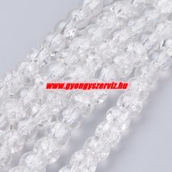 1 szál.  Roppantott üveggyöngy. 6mm, 8mm. Kristály. 