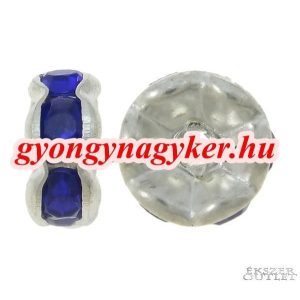 100db. Fémgyöngy. Köztes gyöngy. Rondell. 7x3mm. Sötétkék. 