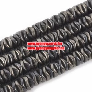 Leárazás! 1 szál. Hematit hullámos tallér. Hematit szín. 6x1.5mm.