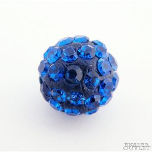 Shamballa gyöngy. 10 mm. Sötétkék.  10db.