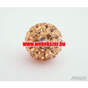Shamballa gyöngy. Kristály gyöngy. 12mm. Barack.  10db.