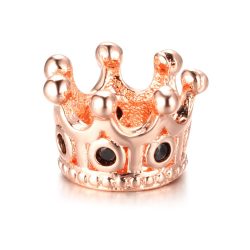   Kiárusítás! Cirkon korona. 10x7mm. Rózsaarany szín, fekete kristály.