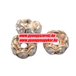   100db. . Strasszos köztes gyöngy, rondella. 6mm. Rózsaarany. 