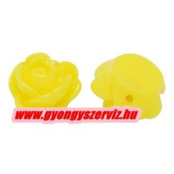 Fűzhető gyanta virág kaboson. 9x7mm. Sárga. 10db.