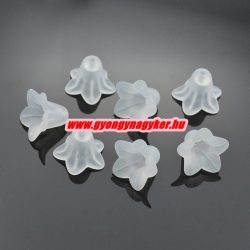 100db. Akril virág gyöngy. 16x12mm Matt fehér. 