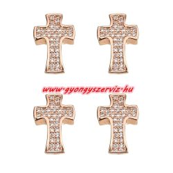   Kiárusítás!  kristályos köztes gyöngy. Kereszt. Rózsaarany szín.