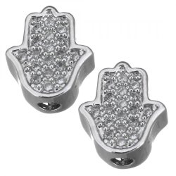   Kiárusítás! Cirkon hamza kéz, köztes gyöngy. Ezüst szín.