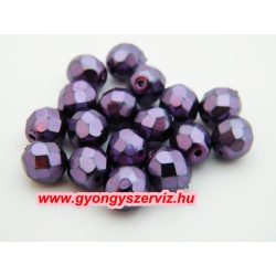 50db. Cseh csiszolt gyöngy. 8mm. Padlizsán. 