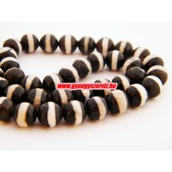   Csiszolt achát ásványgyöngy. 8mm. Fehér csíkos. 1 szál.