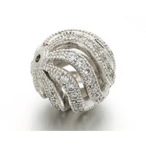 Kiárusítás! Cirkon filigrán köztes gyöngy. 12mm. Platina szín.