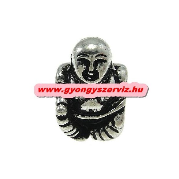 Pandora stílusú fémgyöngy. Charm. Buddha. 10x14x11mm.  10db.