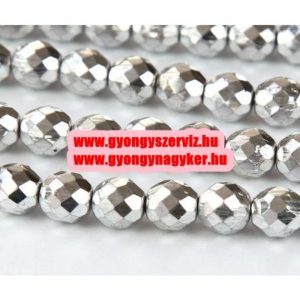 25db.  Cseh csiszolt gyöngy. Ezüst. 10mm.  