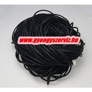 Fonott műbőr zsinór. 4mm. Fekete.10m/db.