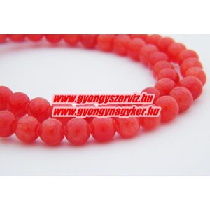 Jade ásványgyöngy. 6mm. Vérnarancs. 1 szál, kb. 40cm.
