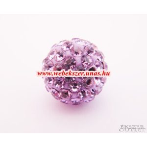 Shamballa gyöngy. Kristály gyöngy. 12mm.  Világos ametiszt.  10db.