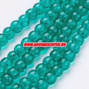 1 szál.  Roppantott üveggyöngy. 6mm, 8mm. Zöld.