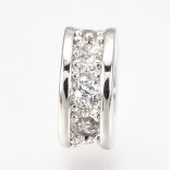 Kiárusítás! Cirkon köztes gyöngy. 7x3mm. Platina szín, fehér kristály.