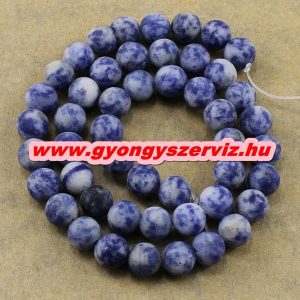 Matt. Ásványgyöngy, féldrágakő gyöngy. Szodalit. 10mm. 1 szál, kb. 40cm.