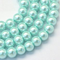 100db. Üveg tekla gyöngy. 8mm. Világos türkiz.