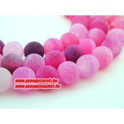   Matt, repesztett achát ásványgyöngy. 8mm. Pink.  1 szál (40cm).