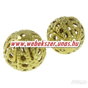 Fémgyöngy. Filigrán gyöngy. 12mm. Arany színű.20db.