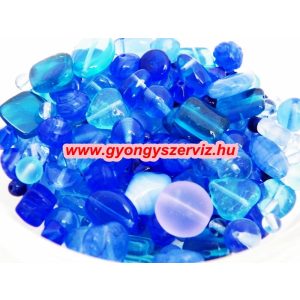 Cseh gyöngy. Vegyes. Kék. Mix.  50g.