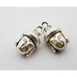 25db. Fém medál, buddha fej. 9x14mm. Antik ezüst szín. 