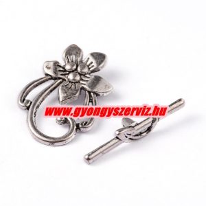 50 szett. Ékszer kapocs, T-kapocs. Virág. antik ezüst szín. 