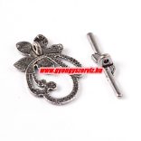 50 szett. Ékszer kapocs, T-kapocs. Virág. antik ezüst szín. 