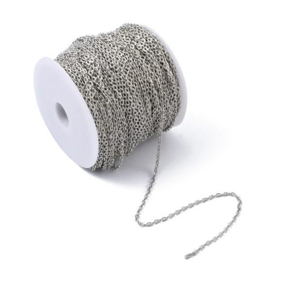 100m. Ékszer lánc. Platina szín. 5x3.5mm.