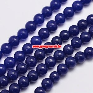 Jade ásványgyöngy. Sötétkék. 8mm.  1 szál. (kb. 40cm)