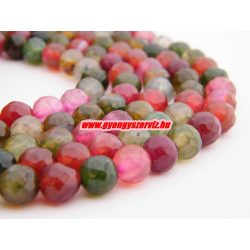   Csiszolt achát ásványgyöngy. 8mm. " Turmalin." 1 szál (40cm).