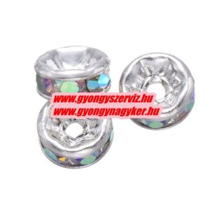 100db. . Strasszos köztes gyöngy, rondella. 8mm. AAA. Irrizáló.  