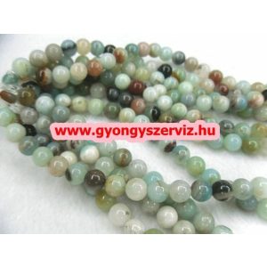 Amazonit ásványgyöngy. Színes.  8mm.  1 szál.