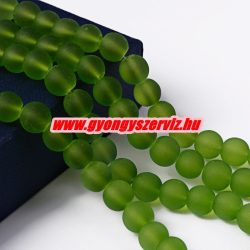 1 szál. Matt üveggyöngy. 6, 8, 10mm. Olajzöld. 
