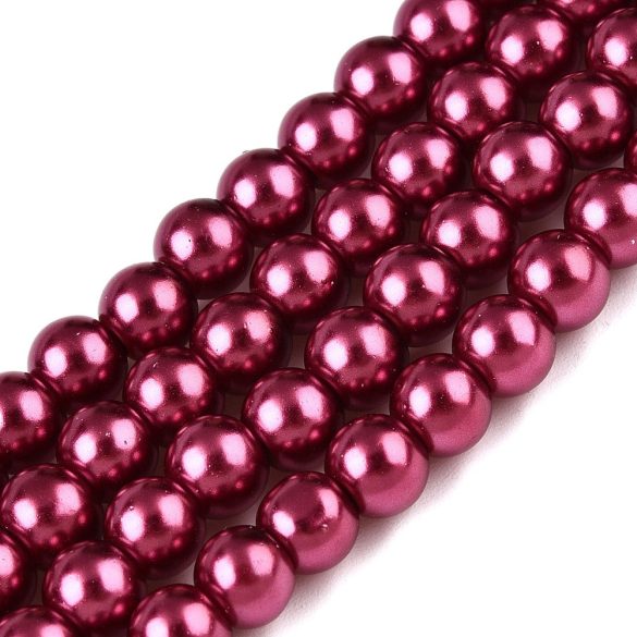 100db. Üveg tekla gyöngy. 6mm. Sötét pinkes vörös.