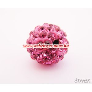 Shamballa gyöngy. Kristály gyöngy. 12mm.  Mályva. 10db.