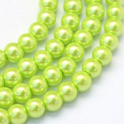100db. Üveg tekla gyöngy. 6mm. Neon zöld.