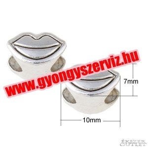 Pandora stílusú fém gyöngy. Charm. Száj. Pandora köztes.  10db.