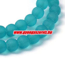 1 szál. Matt üveggyöngy. 6, 8, 10mm. Sötét türkiz. 