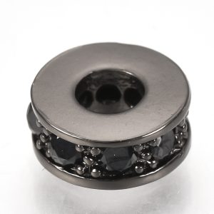 Kiárusítás! Cirkon köztes gyöngy. 7x3mm. Fekete szín, fekete kristály.