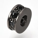 Kiárusítás! Cirkon köztes gyöngy. 7x3mm. Fekete szín, fekete kristály.