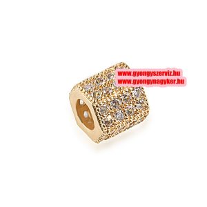 Kiárusítás! Cirkon kristályos, hexagon köztes gyöngy. 7.1x7.3mm. Arany szín.