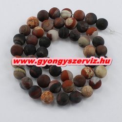   Matt picassó jáspis ásványgyöngy, féldrágakő gyöngy. 10mm. 1 szál, kb. 40cm.