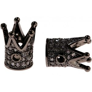 Kiárusítás! Cirkon korona. 11x13mm. Fekete szín, fekete  kristály.